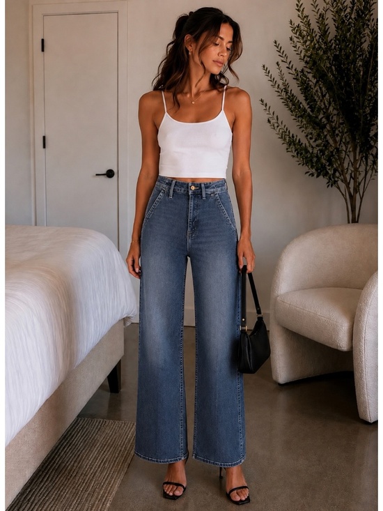 MOTHER Denim - MOTHER The Major Zip Flood Wide Leg Jeans 24 Electric Souvenir $238